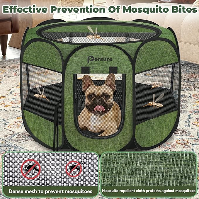 Dog Cat Playpen Indoor Outdoor for Puppy Pet Dogs Cat Recovery After Surgery, Dog Tent Crates Cage Indoor/Outdoor, Portable Pop Up Dog Kennel with Carrying Case for Travel (Premium Green, Medium)