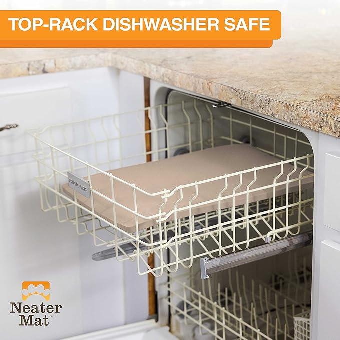 Neater Pet Brands Neater Mat Pet Mats for Food and Water, Cat & Dog Bowl Mat Waterproof Silicone, Feeding Tray, Dog Food Mats for Floors, Placemat w/ Raised Edge for Under Bowls, 19” x 12”, Cappuccino