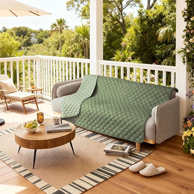 gogobunny 100% Double-Sided Waterproof Dog Bed Cover Pet Blanket Sofa Couch Furniture Protector for Puppy Large Dog Cat, Reversible (68x82 Inch (Pack of 1), Dark Green/Light Green)