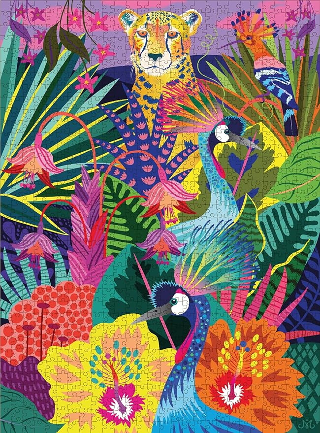 Elena Essex Puzzles for Adults 1000 Pieces - Wilderness Safari | Jigsaw Puzzles 1000 Pieces | Colorful Jungle Cheetah Cat Puzzle | Jigsaw Puzzle Size 20 x 28 inches