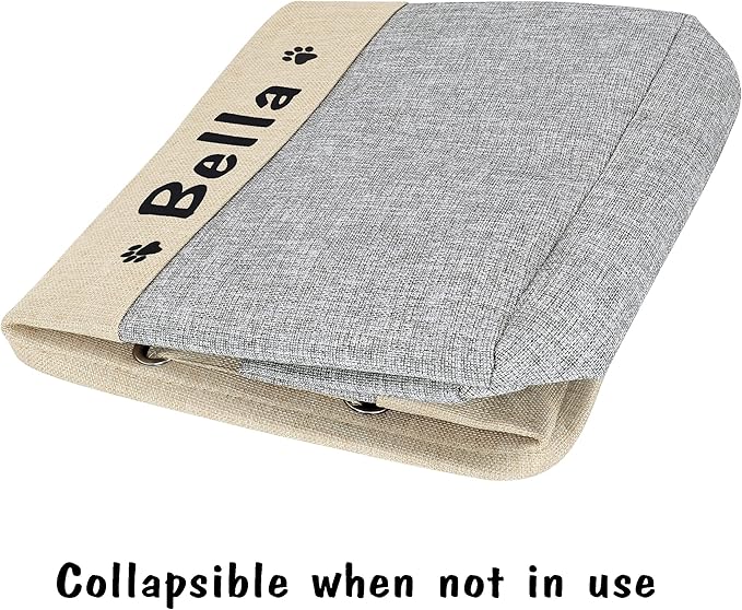 PET ARTIST Collapsible Dog Toy Storage Basket Bin with Personalized Pet's Name - Rectangular Storage Box Chest Organizer for Toys, Clothing, Apparel & Accessories (Grey Big One)