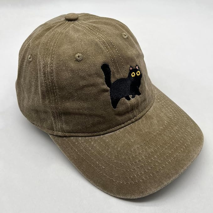 Black Cat Hat,Ragdoll Cat Embroidered Adjustable Cotton Baseball Cap for Men Women,Gifts for Cat Lovers