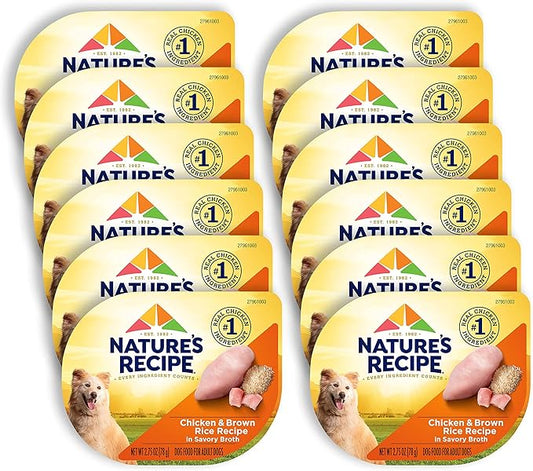 Nature's Recipe Wet Dog Food, Chicken in Broth Recipe, 2.75 Ounce Cup (Pack of 12) Package may vary