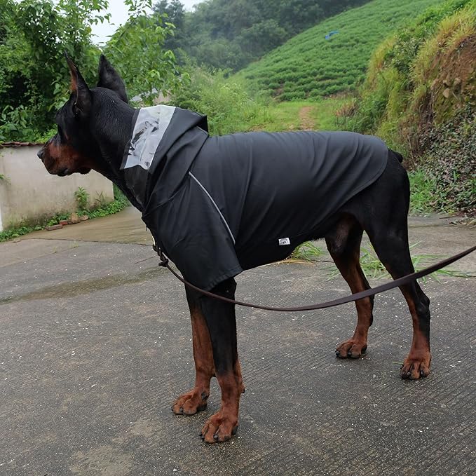 LoveLonglong Premium Waterproof Dog Raincoat with Reflective Safety Features Pet Raincoats for Large Medium Small Dogs Black 4XL
