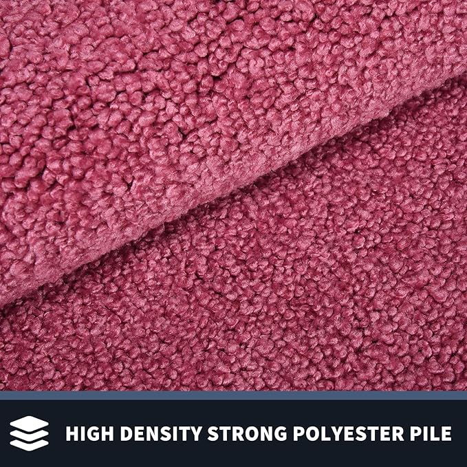 PURRUGS Dirt Trapping Door Mat 24" x 60", Non-Slip/Skid Machine Washable Entryway Rug, Shoes Scraper, Throw Rug, Super Absorbent Area Rug for Muddy Wet Shoes and Paws, Pink & Burgundy Red