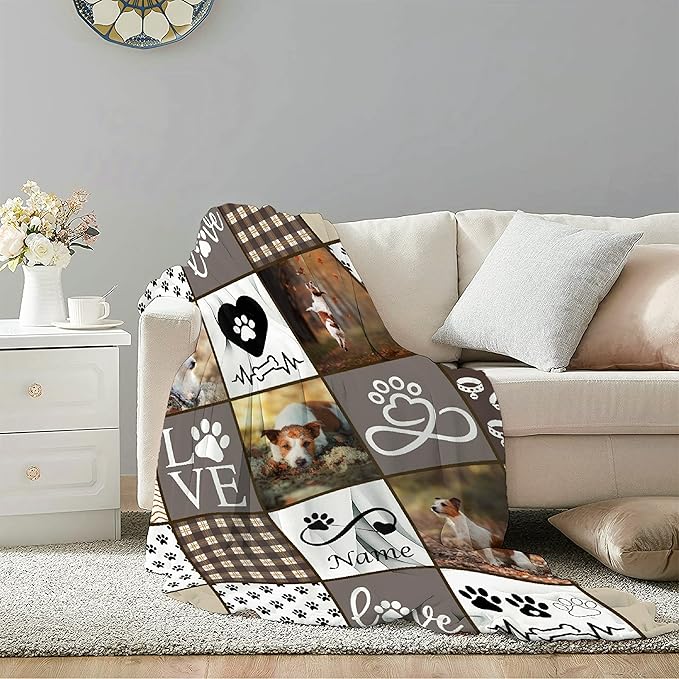 Personalized Custom Pet Blanket with Name & Photo - Soft Cozy Fleece Throw for Dogs, Cats & Lovers - Medium 60"x50" for Teens