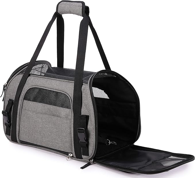 EliteField Soft Pet Carrier (3 Year Warranty, Airline Approved) Soft Sided Dog Puppy Cat Carrier Travel Bag (X-Large: 21" L x 12" W x 13" H, Charcoal Gray)
