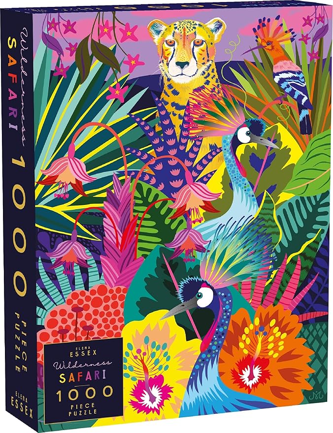 Elena Essex Puzzles for Adults 1000 Pieces - Wilderness Safari | Jigsaw Puzzles 1000 Pieces | Colorful Jungle Cheetah Cat Puzzle | Jigsaw Puzzle Size 20 x 28 inches