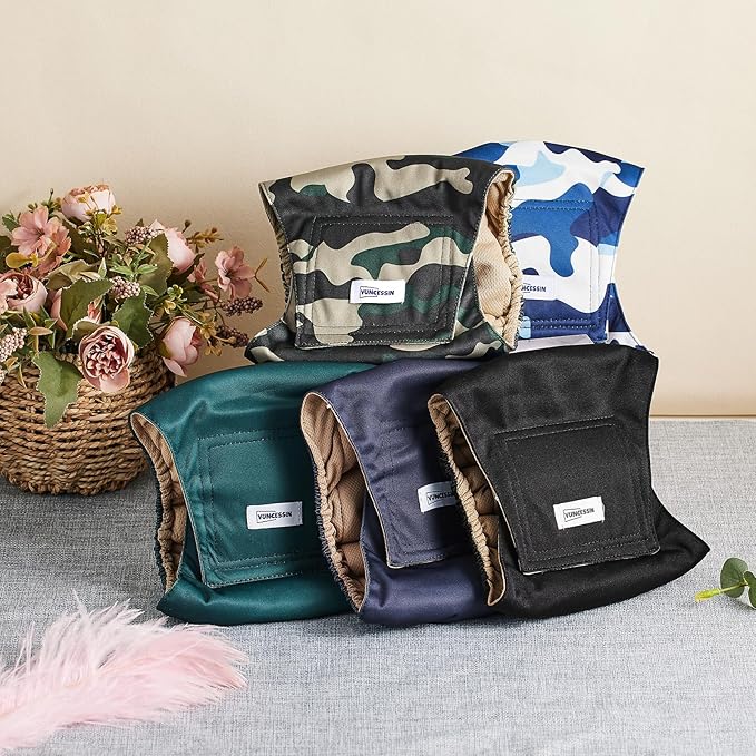 Reusable Dog Diapers Male, Premium Washable Belly Bands for Male Dogs, Pack of 5, High Absorbing Extra Small Male Dog Wraps for Doggie & Puppy in Incontinence or Excitable Urination and Training(XS)