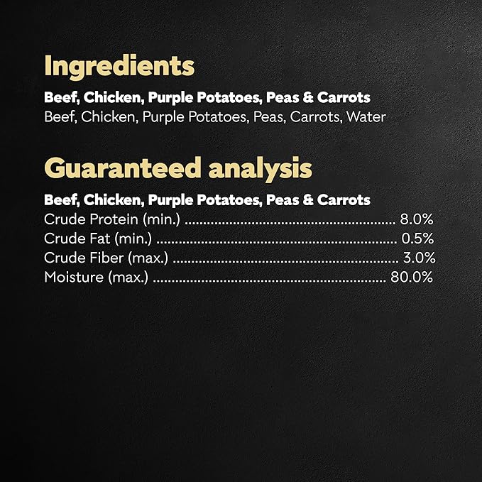 Cesar Simply Crafted Adult Wet Dog Food Meal Topper, Beef, Chicken, Purple Potatoes, Peas & Carrots, 1.3oz. (10 Count, Pack of 1)