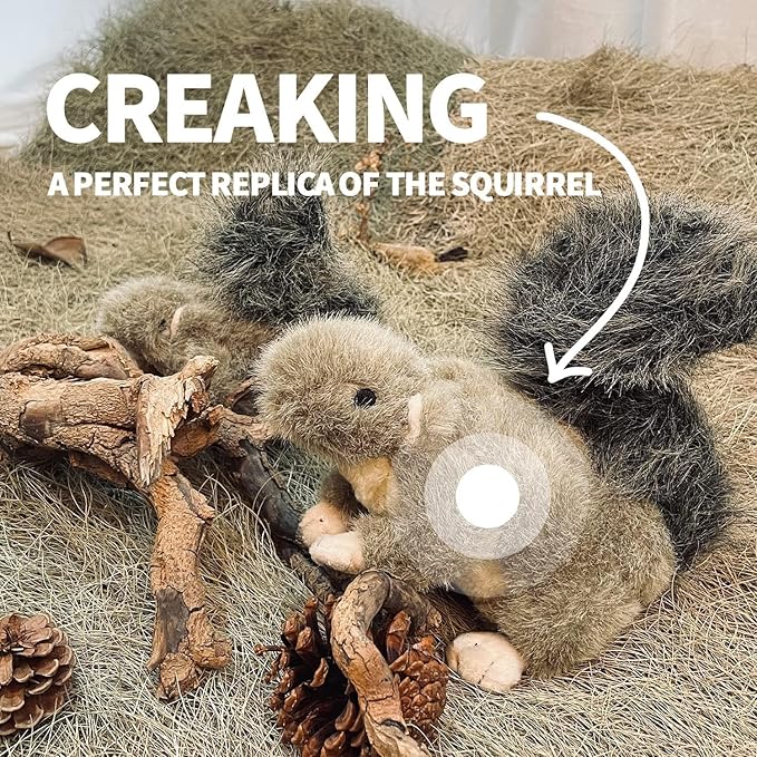 ALL FOR PAWS Interactive Dog Squirrel Plush Squeaky Toy - Perfect Puppy Enrichment Toy, Large