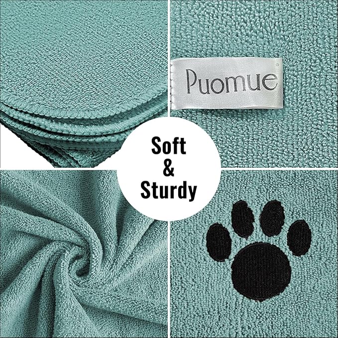 3 Pack Microfiber Dog Towels for Drying Dogs, Super Absorbent and Soft Pet Grooming Towel, 40 Inch X 23.6 Inch, Perfect Dog Drying Towels for Large, Medium or Small Dogs, Lake Blue