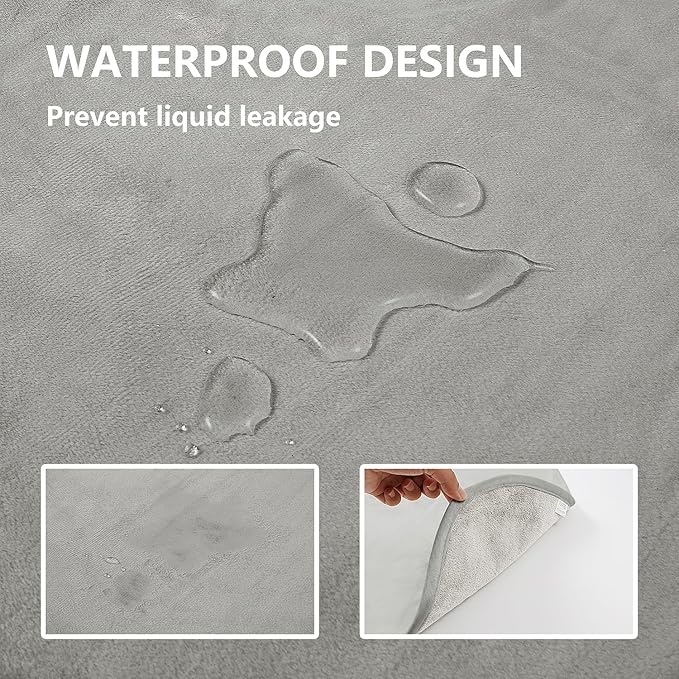 Waterproof Dog Blankets, Washable Pee Proof Pet Blanket for Couch, Soft Reversible Puppy Throw Furniture Protector Cover for Bed Sofa-52"x82",Light Grey+Dark Grey