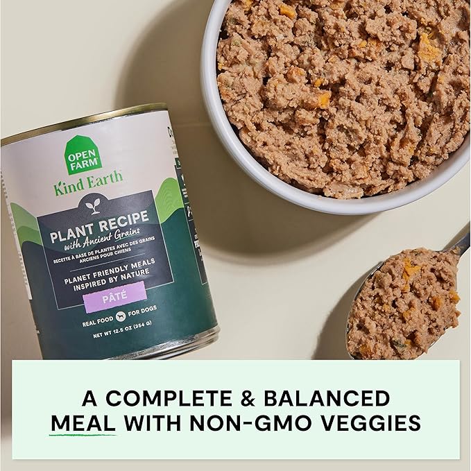 Open Farm Canned Dog Food, Plant Based Pate for Complete & Balanced Nutrition, Non-GMO Ancient Grains, Lentils and Vegetables, Plant Based Recipe, 12.5oz Cans (Pack of 12)