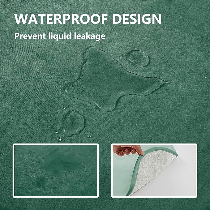 Waterproof Dog Blankets, Washable Pee Proof Pet Blanket for Couch, Soft Reversible Puppy Throw Furniture Protector Cover for Bed Sofa-52"x82",Green+Cream