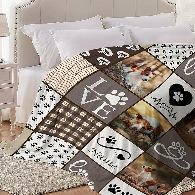 Personalized Custom Pet Blanket with Name & Photo - Soft Cozy Fleece Throw for Dogs, Cats & Lovers - Medium 60"x50" for Teens