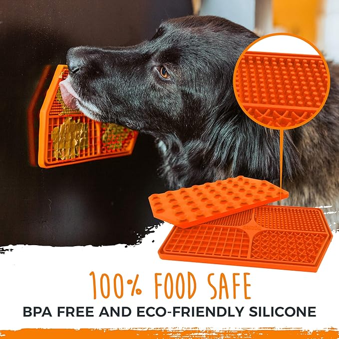 Mighty Paw Dog Lick Pad - Anxiety Alleviation - Strong Suction - Enhanced Paw Grooming - BPA-Free Silicone - Slow Feeding Lick Pad - Dental Health - Dishwasher Safe - Food Safe Silicone Dog Food Mat