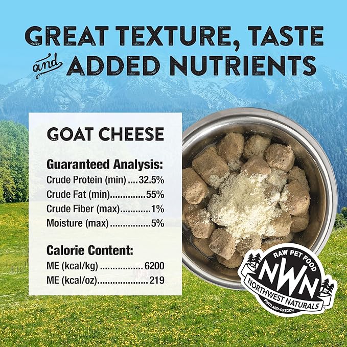 Northwest Naturals Freeze-Dried Goat Cheese Functional Topper - for Dogs & Cats - Healthy, 1 Ingredient, Human Grade Ingredients, All Natural, Proudly Made in USA, 4.5 Oz (Pack of 1)