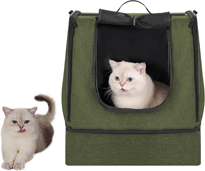 apollo walker Portable Cat Travel Litter Box with Zipped Waterproof Bag,No Collapse with Hard Base Insert at Bottom, No Leakage, No Smell, Easy to Carry, Easy to Use in Hotels