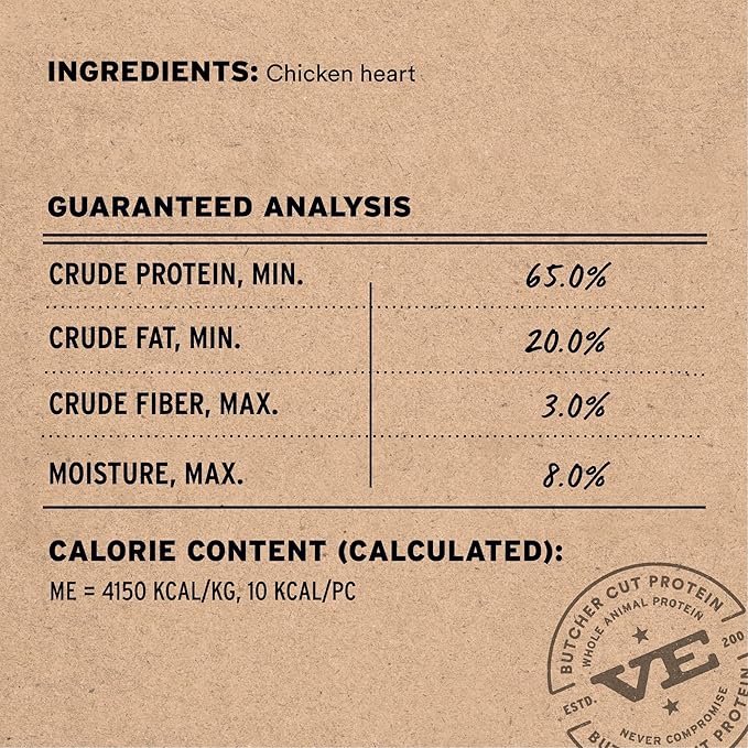 Vital Essentials Single Ingredient Chicken Hearts Dog Treats, 3.75 oz | Freeze-Dried Raw | Premium Quality High Protein Training Treats | Grain Free, Gluten Free, Filler Free