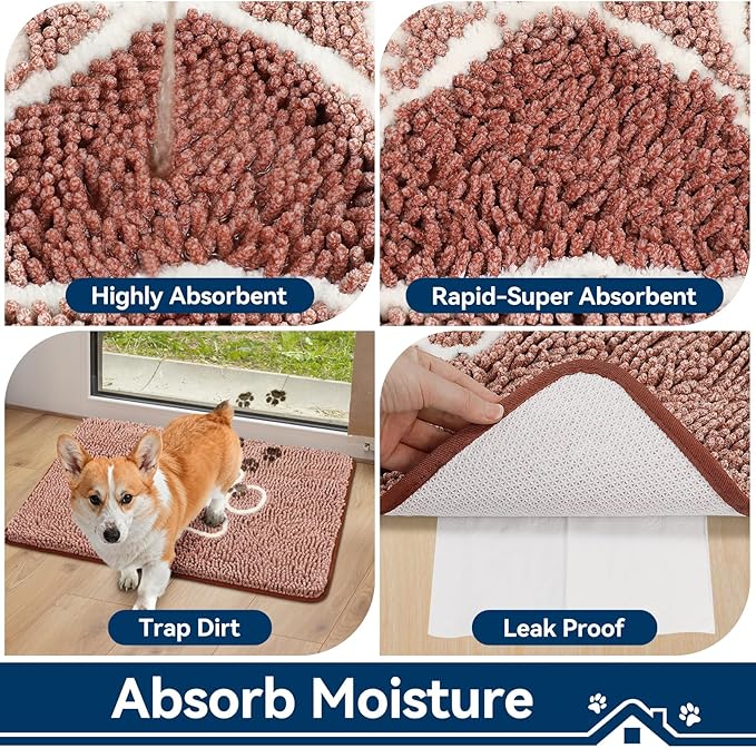 Super Absorbent Dog Door Mat, 36"*24“ Anti Slip Mat for Muddy Paws, Pet Rugs for Dirty Paws Washable That Absorbs Moisture and Dirt, for Dog Cage and Pet Resting Carpet