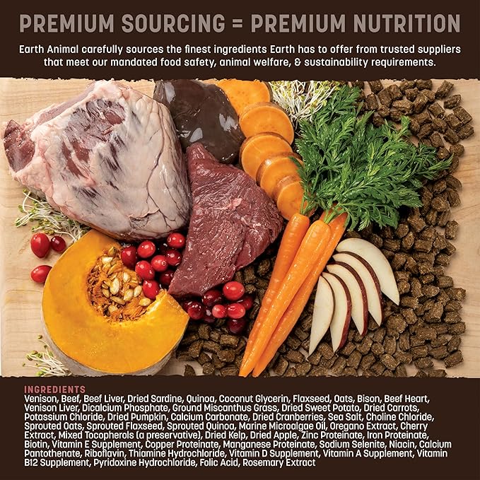 Earth Animal Wisdom Air Dried Dog Food - from The Land Recipe Premium Natural Dry Dog Food for All Breeds & Ages - 2 Lbs Bag