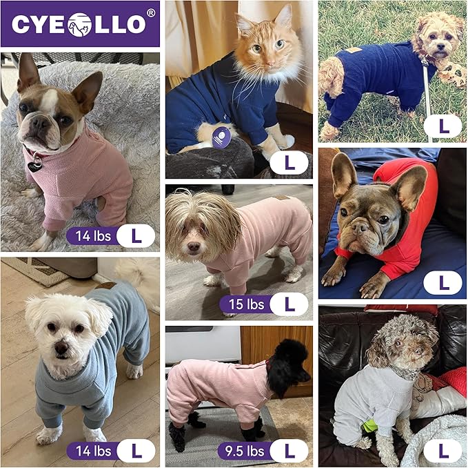 cyeollo Dog Pajamas for Small Dogs Thermal Fleece Dog Pjs Winter Coat Jumpsuit for Dogs Soft Onesie Warm Pet Clothes Apparel, Color Purple L