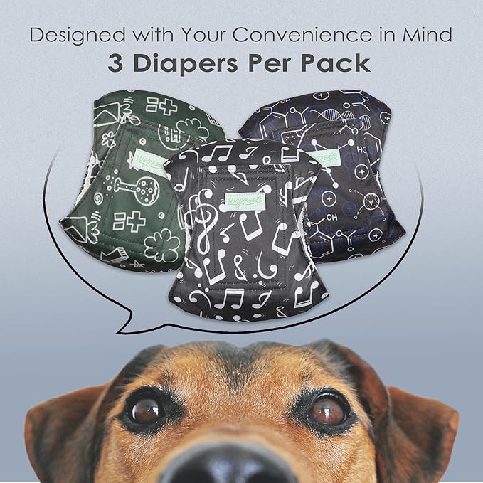 wegreeco Washable Male Dog Belly Band (Stylish Pattern)- Pack of 3 - Washable Male Dog Belly Wrap, Dog Diapers Male (Cool Design, Small)