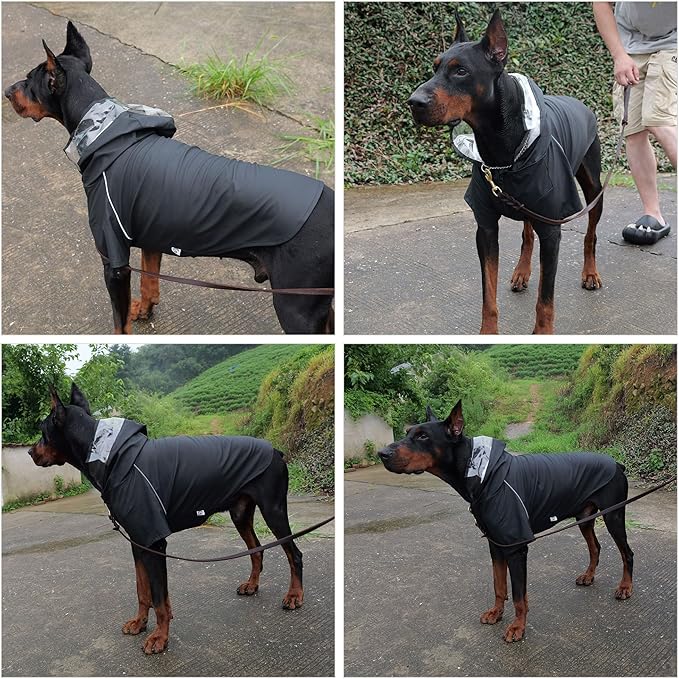 LoveLonglong Premium Waterproof Dog Raincoat with Reflective Safety Features Pet Raincoats for Large Medium Small Dogs Black XS