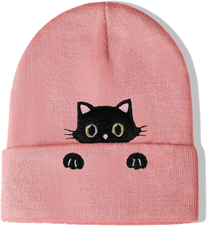 Cat Hat Beanie for Lovers - Cute Women's Embroidery Themed Gifts for Mom - Funny Novelty Trendy Stuff