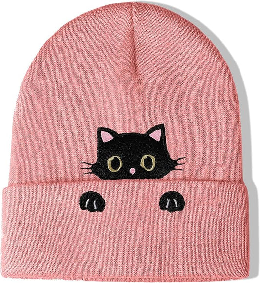 Cat Hat Beanie for Lovers - Cute Women's Embroidery Themed Gifts for Mom - Funny Novelty Trendy Stuff