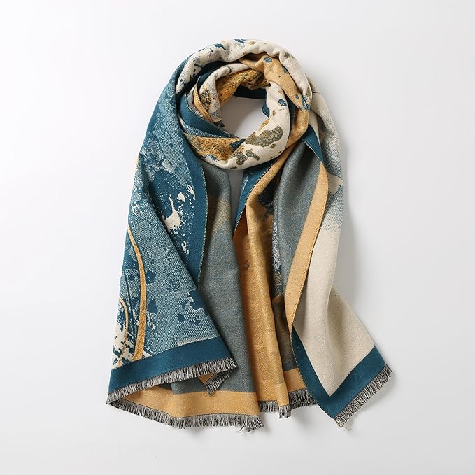 Jeelow Womens Pashmina Shawl Wrap Scarf - Elegant Dressy Evening Poncho Cape for Formal and Wedding Outfits