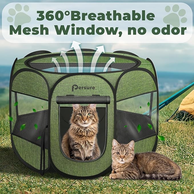 Dog Cat Playpen Indoor Outdoor for Puppy Pet Dogs Cat Recovery After Surgery, Dogs Tent Crates Cage Indoor/Outdoor, Portable Pop Up Dog Kennel with Carrying Case for Travel (Premium Green, Small)