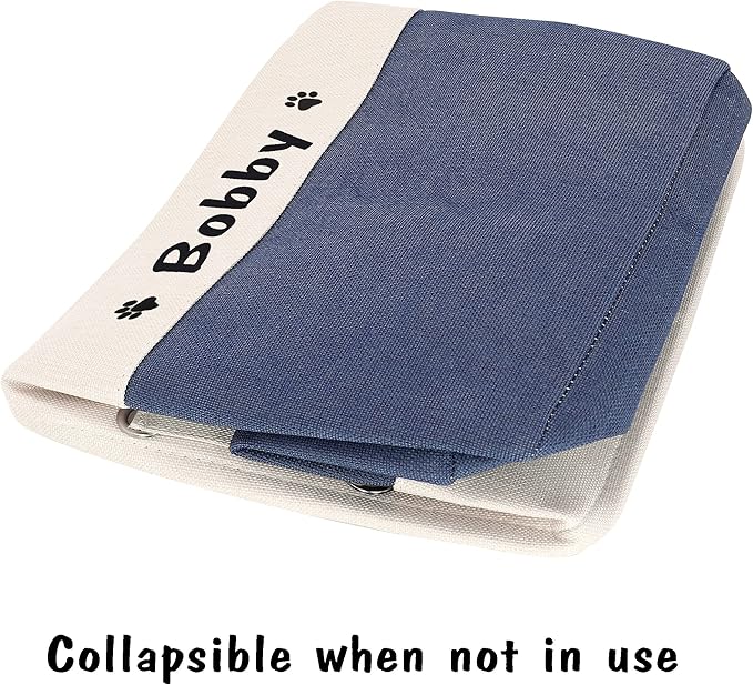 PET ARTIST Collapsible Dog Toy Storage Basket Bin with Personalized Pet's Name - Rectangular Storage Box Chest Organizer for Toys, Clothing, Apparel & Accessories