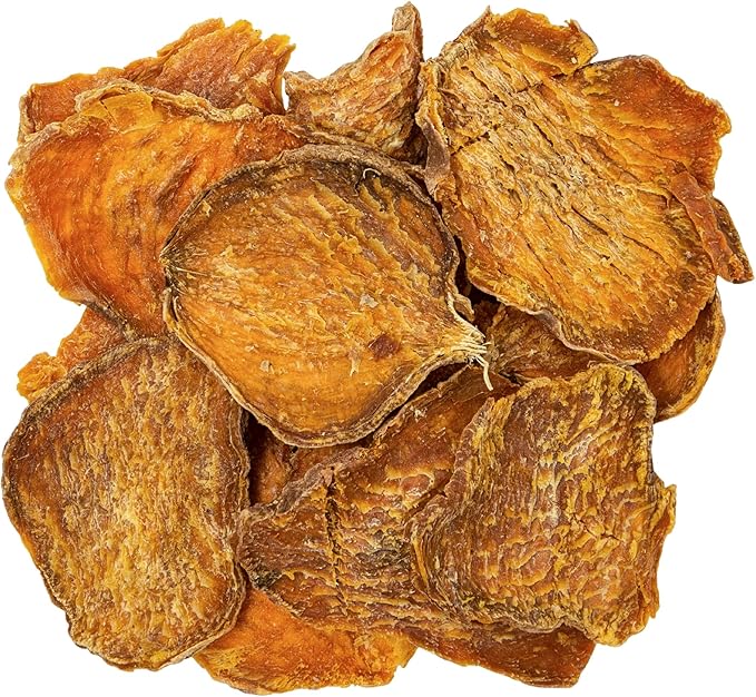 Dehydrated Sweet Potato Dog Treats (1 Pound Bag) - All Natural Rawhide Free, Grain-Free, & High in Fiber- Ideal for Small to Large Dogs - Perfect Dog Chews for Training, or Treat
