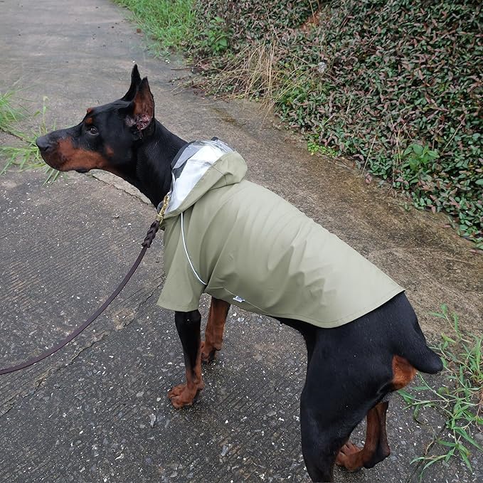 LoveLonglong Premium Waterproof Dog Raincoat with Reflective Safety Features Pet Raincoats for Large Medium Small Dogs Khaki L
