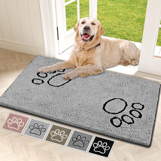 Super Absorbent Dog Door Mat, 48"*30“ Anti Slip Mat for Muddy Paws, Pet Rugs for Dirty Paws Washable That Absorbs Moisture and Dirt, for Dog Cage and Pet Resting Carpet
