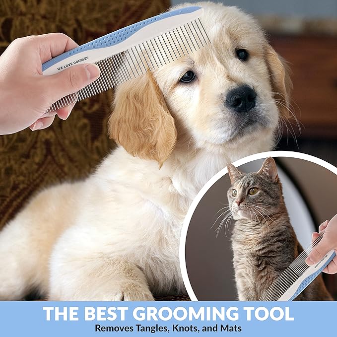 We Love Doodles Dog Conditioner & Dog Grooming Comb - 2-in-1 Conditioner for Allergies & Itching, Lotion Treatment for Dogs, Removes Tangles & Matts, Dematting Pet Combs, Detangler for Matted Hair