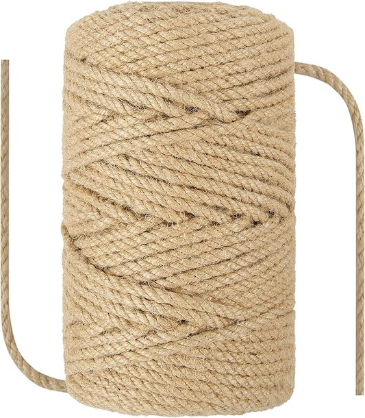 1/4 in (6 mm) X 328 Ft (100 Meters) Natural Sisal Hemp Rope Heavy Duty Thick Twine for Cat Scratcher Post Tree, Garden, Binding, Crafts Packing Material