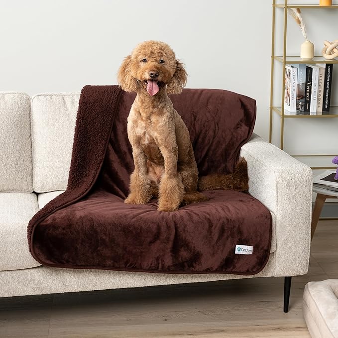 PetAmi Waterproof Dog & Cat Blanket for Medium Large Dogs, Pee Proof & Reversible, Soft Dog Pee Crate Cover, Washable, 60x80 Brown