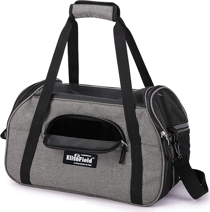 EliteField Soft Sided Pet Carrier (3 Year Warranty, Airline Approved), Multiple Sizes and Colors Available (Large: 19" L x 10" W x 13" H, Charcoal Gray)