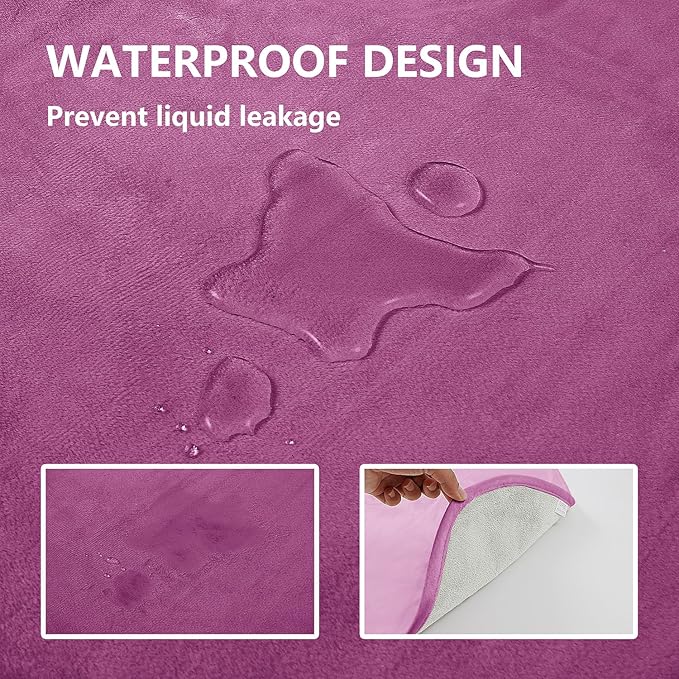 Waterproof Blanket for Bed Protection, Washable Dog Blankets for Couch, Soft Reversible Pet Throw Furniture Protector Cover for Sofa-82"x108",Purple+Cream