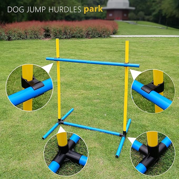 Dog Agility Course Backyard Set 2-Piece Agility Training Equipment with Jump Bar,– Indoor/Outdoor Dog Obstacle Course & Exercise Playset (2)
