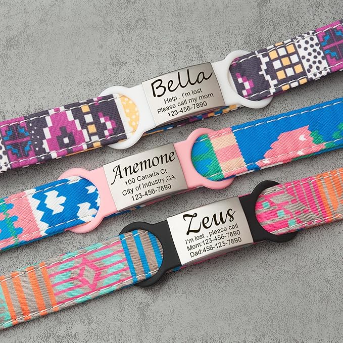 Anavia Slide On Silent Pet ID Tags, S/M/L/XL Personalized Multi-Color Silicone Band Cat Dog Name Tags, Customized Engraved Stainless Steel, Chew-Proof Quiet Dog Collar Tags (X-Large, Black)