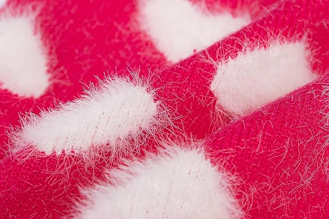 CuteBone Fancy Pink Dog Sweater Dress, Soft and Stretchy Dog Clothes for Medium Large Dogs Girl, Pink Heart Puppy Sweater Pullover Ruffle Dress Pet Outfit Cat Apparel