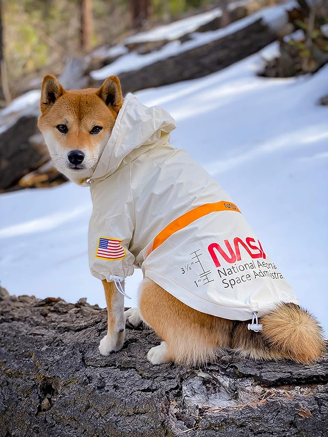ChoChoCho NASA Raincoats, Reflective Rain Jacket Water Proof, Dog Costume, Cat & Puppy Stylish Streetwear Outfit (White, 2XL)