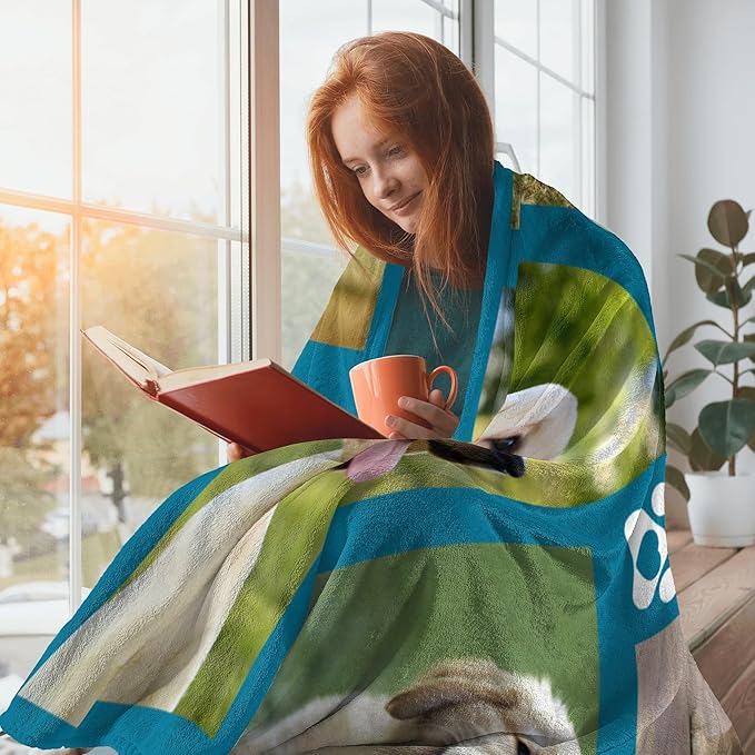 Personalized Blanket with Photo, Pet Gifts for Dogs Lovers, Custom Blanket with Pictures, Dog Memorial Gifts for Loss of Dog, Unique Birthday Gift for Dogs Cats Hamsters