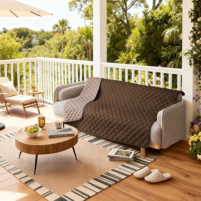 gogobunny 100% Double-Sided Waterproof Dog Bed Cover Pet Blanket Sofa Couch Furniture Protector for Puppy Large Dog Cat, Reversible (82x120 Inch (Pack of 1), Dark Chocolate/Light Chocolate)