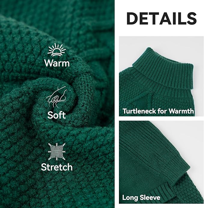 cyeollo Dog Sweater Pullover Turtleneck for Dogs, Classic Knitwear Fall Winter Cold Weather Dog Clothes Warm Pet Apparel Small Medium Large Dog Sweaters, Green S