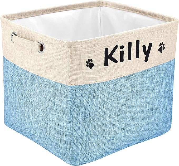 PET ARTIST Collapsible Dog Toy Storage Basket Bin with Personalized Pet's Name - Rectangular Storage Box Chest Organizer for Dog Toys,Dog Clothing,Dog Apparel & Accessories